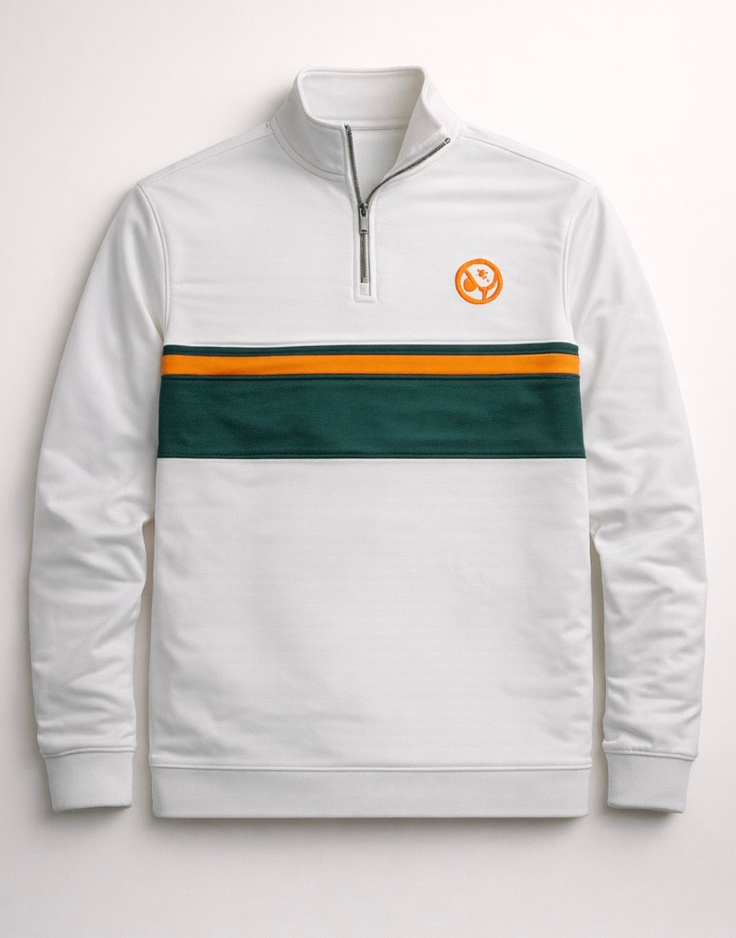 1/4 zip White and Green